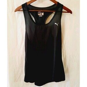 Puma Womens Large Semi Sheer Black Racerback Tank Top